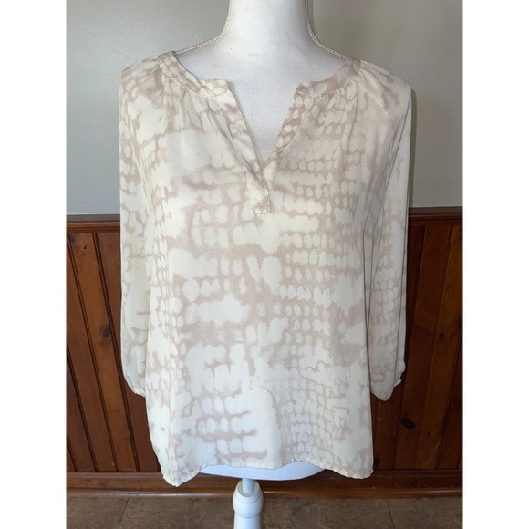 NWOT Womens Cynthia Rowley Light Chiffon‎ Peasant Blouse Ivory Beige S - Picture 1 of 6